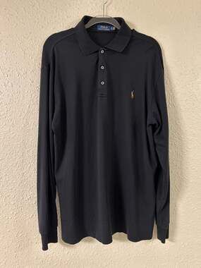 Polo Ralph Lauren Men's Long-Sleeve Cotton Polo Shirt in Black